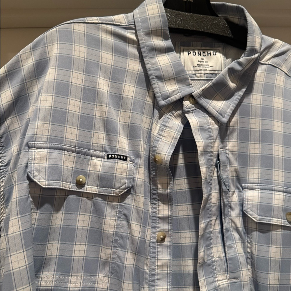 PONCHO Men's Blue Plaid Shirt